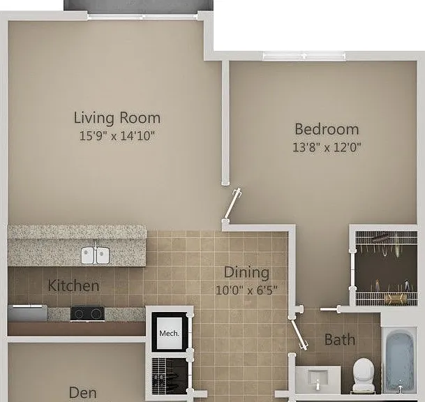 Urbana - A2.1 with Den - 1 Beds - 1 Baths - 885 Sq. ft.
