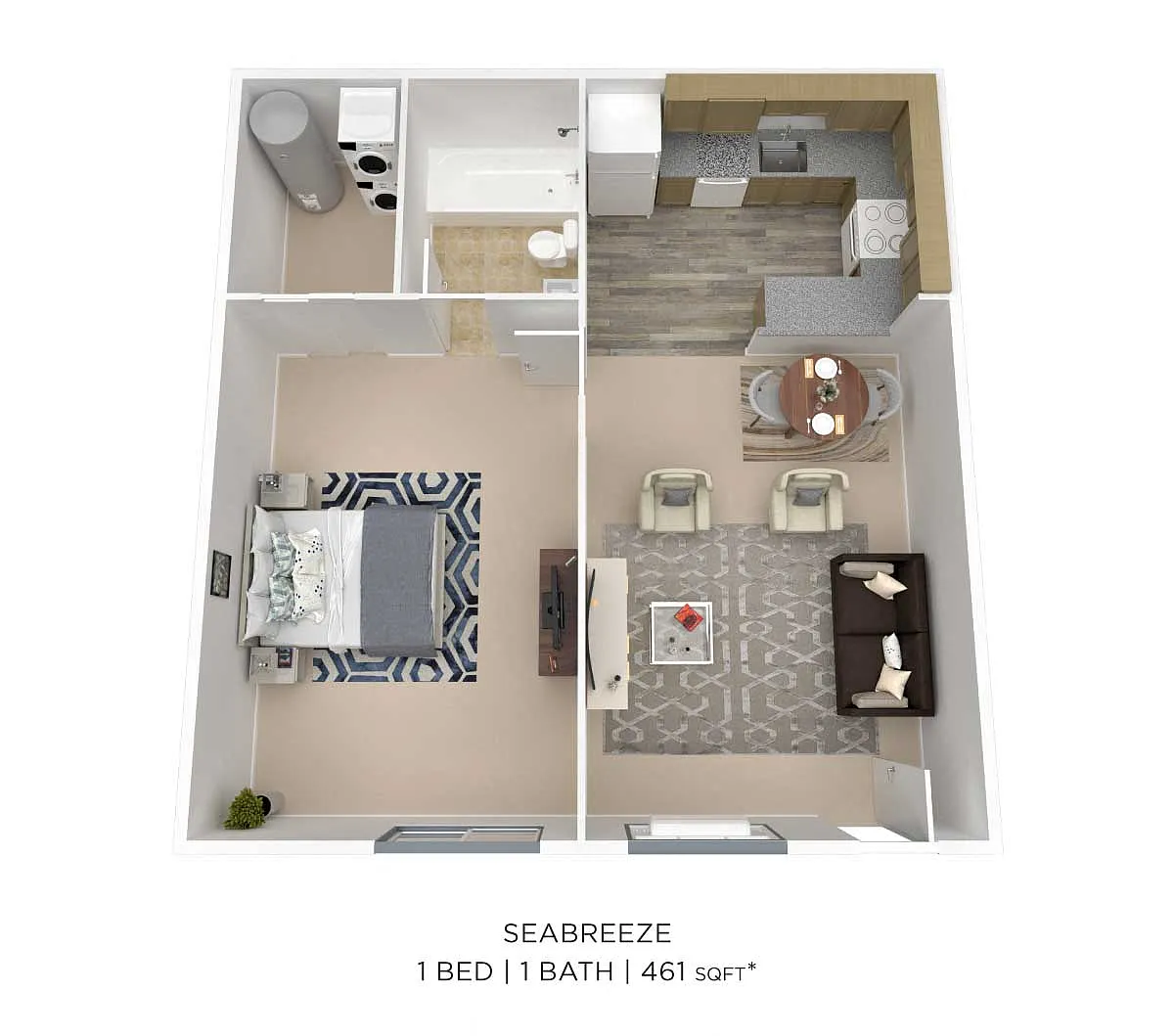 Floor plan One Bedroom - 461 sqft