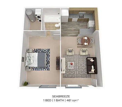 Floor plan One Bedroom - 461 sqft