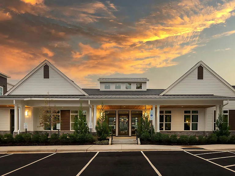 Front of Clubhouse at Sunset