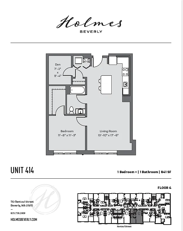 Floor plan 1bed/1ba w/den