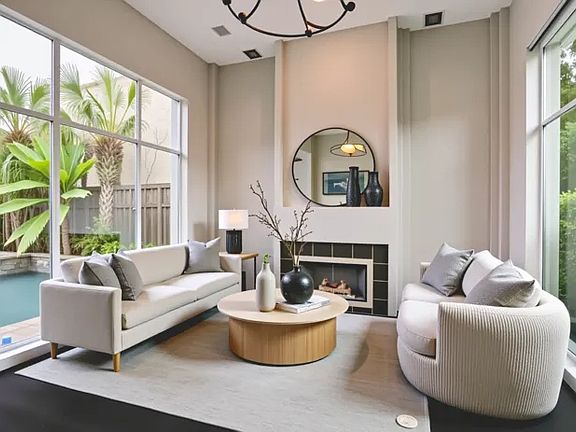 Virutally staged living area.