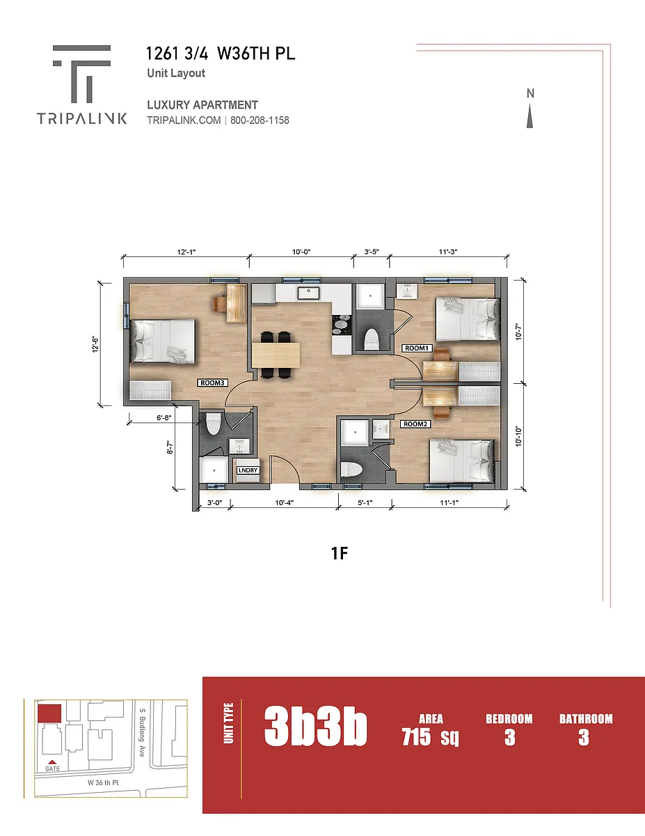 Floor plan 1261 3/4 W 36th Pl