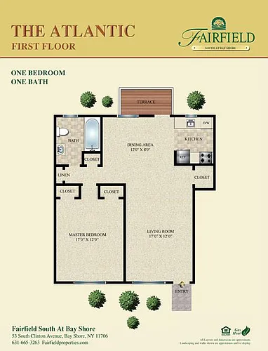 Floor plan Atlantic One Bedroom First Floor