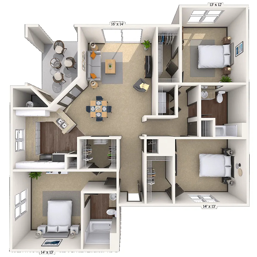 Floor plan Traditional 3x2 1423 SF