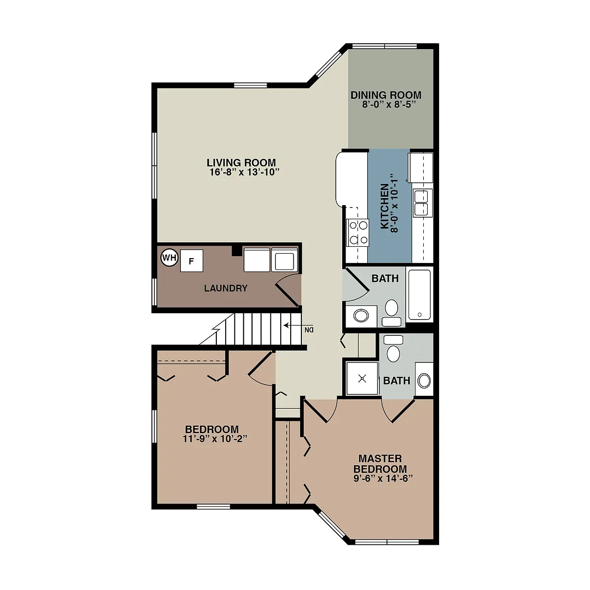 Floor plan 4 Plex 2 Br Upper (I)