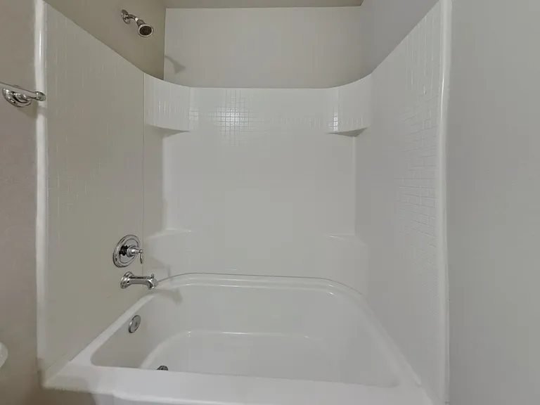 This modern bathroom features