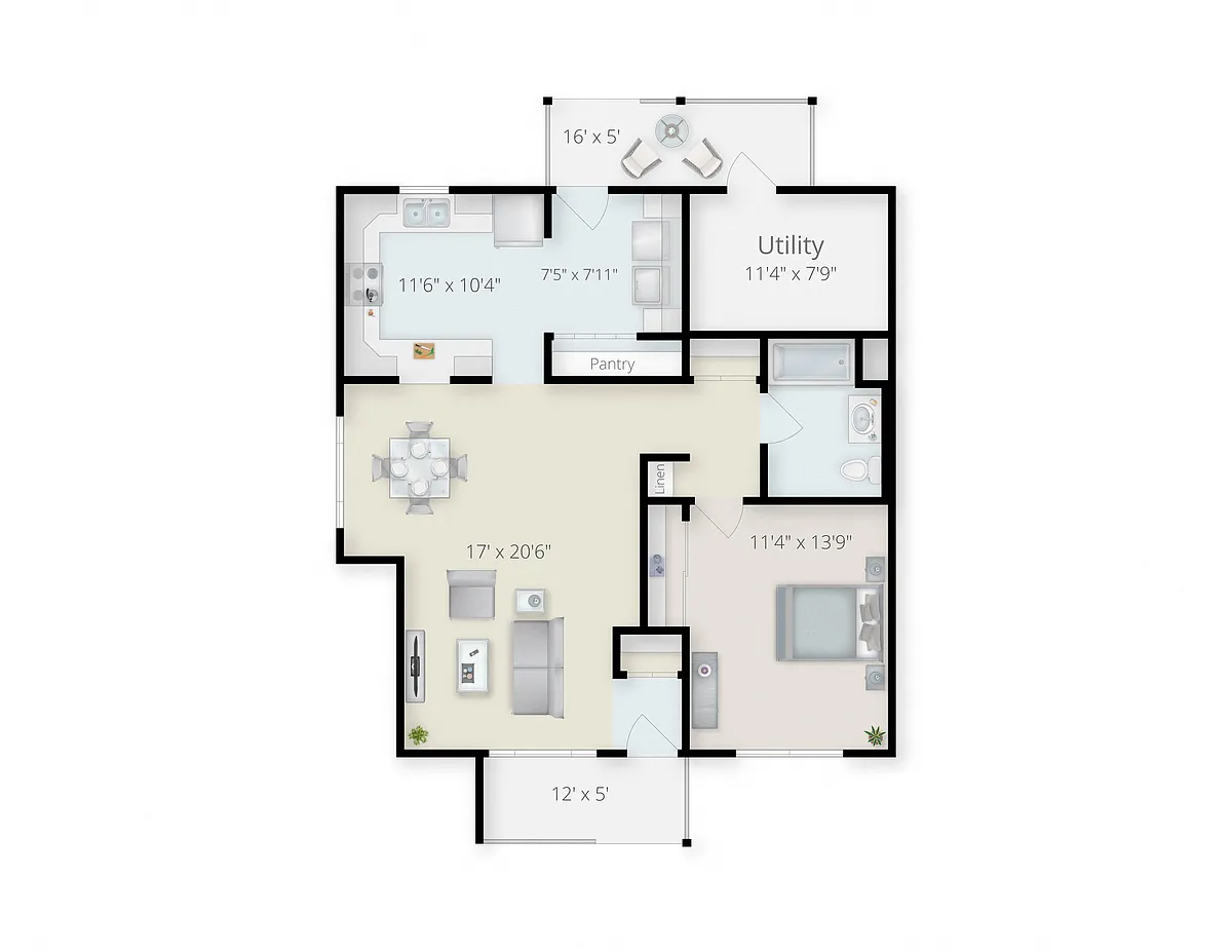 Floor plan One Bedroom One Bath