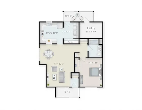 Floor plan One Bedroom One Bath