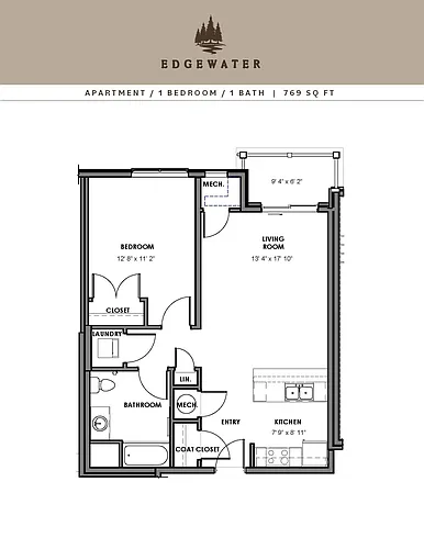 Floor plan 1 Bedroom Apartment