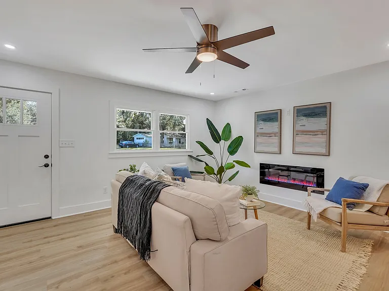 Living Room with Electric Fireplace