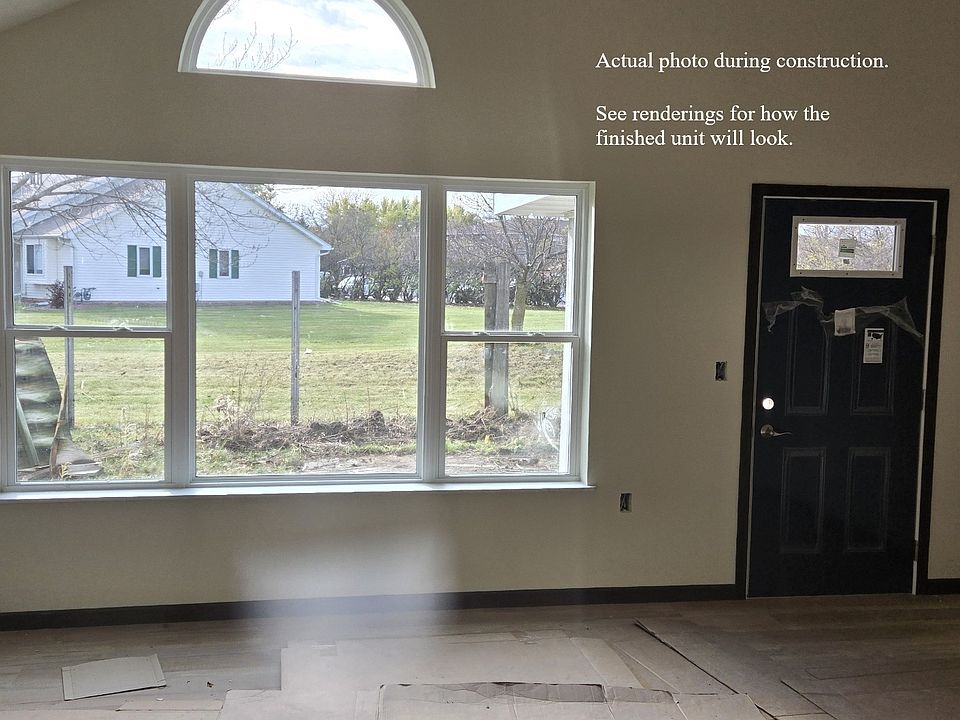 Actual photo during construction. See renderings for how the finished unit will look