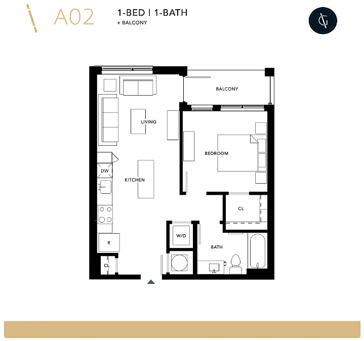 Floor plan One Bedroom - A2