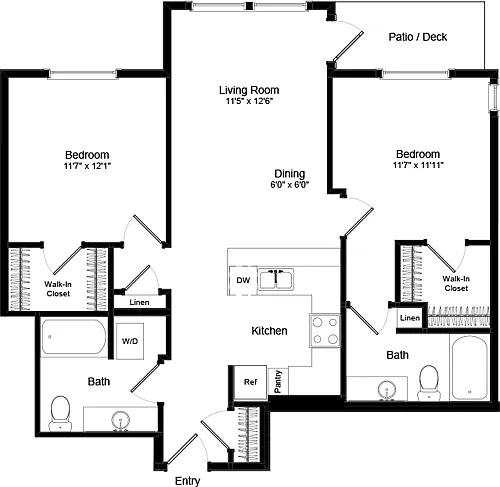 Floor plan Two Bed B-2 - Phase III
