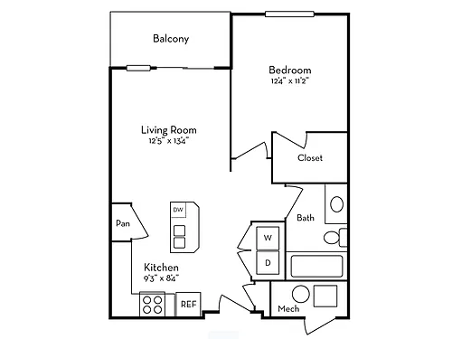 Floor plan 1 Bedroom 1-1