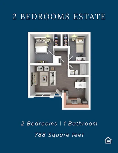 Floor plan 2 BD Estate Reno