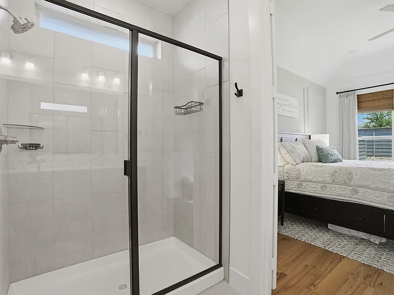 Spacious walk-in shower in the primary bath.