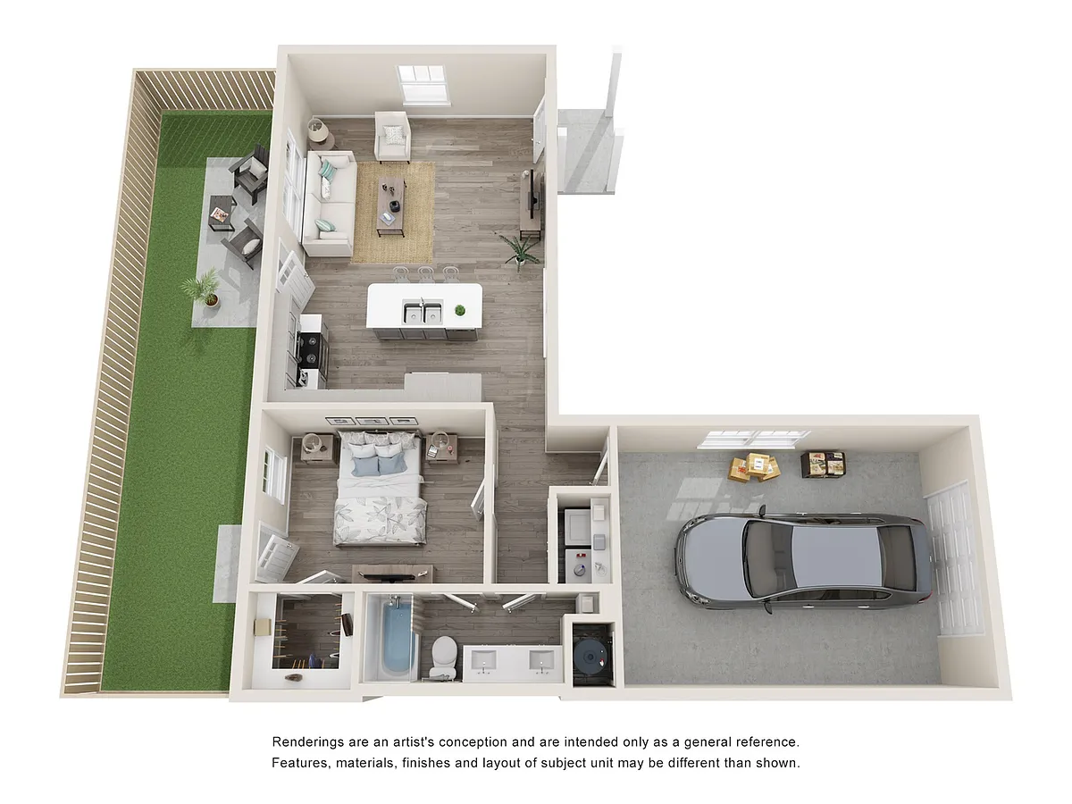 Floor plan 1 Bed Aura Twin with Garage