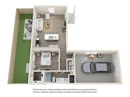 Floor plan 1 Bed Aura Twin with Garage