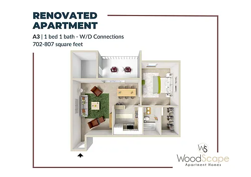 Floor plan A3 (W/D Connections) Renovated