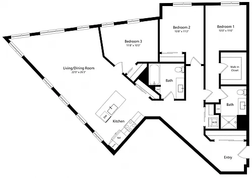 Floor plan Three Bedroom C2