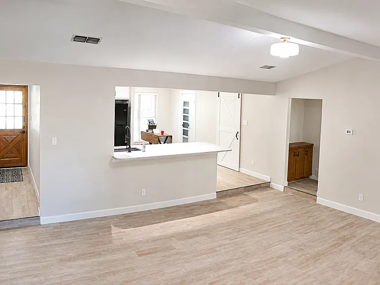 Front Entryway, Living Room, Kitchen