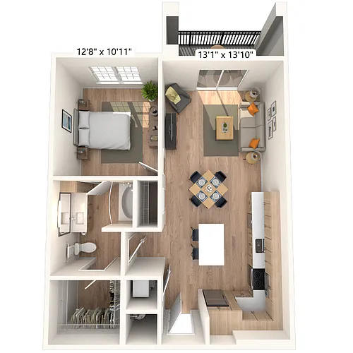 Floor plan A1 1x1 750 SF
