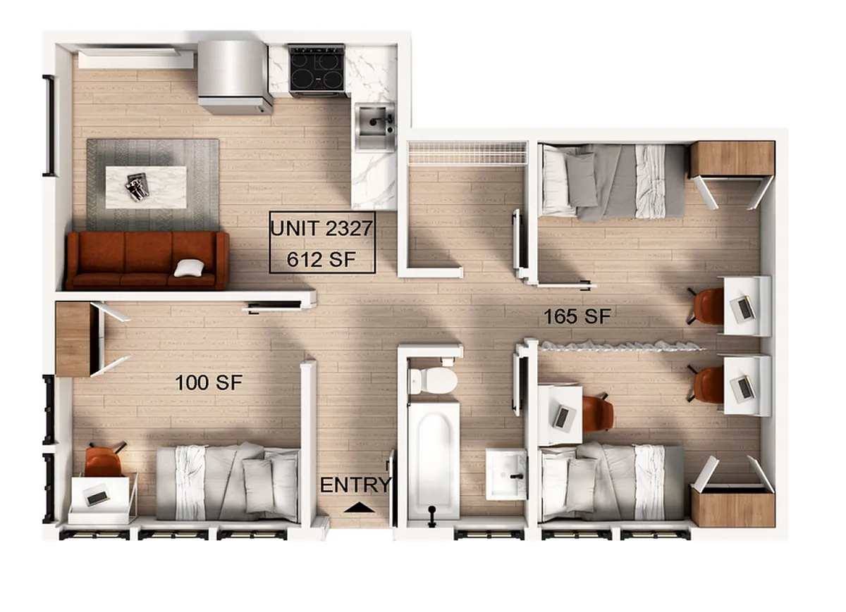 Floor plan 2 Bedroom | 1 Bath