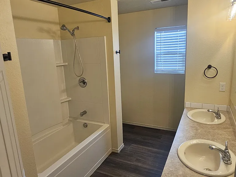 Master bathroom with new fixtures/lighting