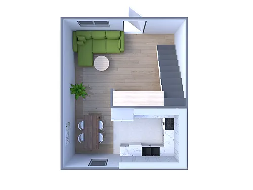 Floor plan 2/1 Deluxe + Kitchen