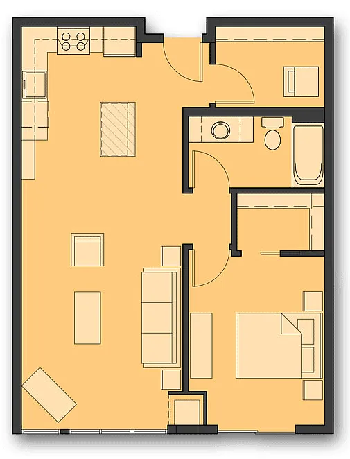 Floor plan One Bedroom B.4