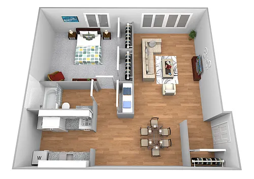Floor plan 1 Bed / 1 Bath - Washer/Dryer