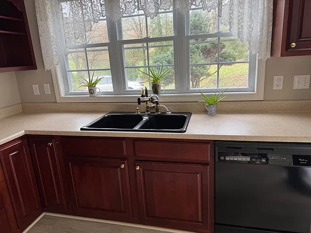 Sink area looking out driveway.