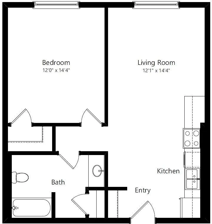 Floor plan One Bedroom One Bath