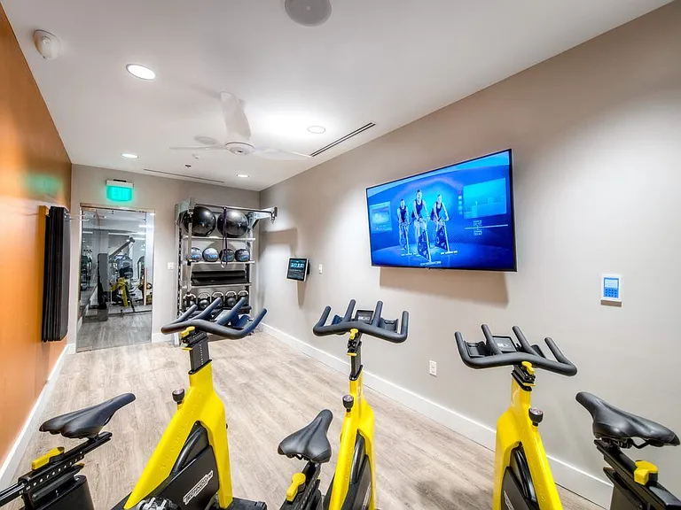 Flex studio with spin bikes and virtual fitness programming