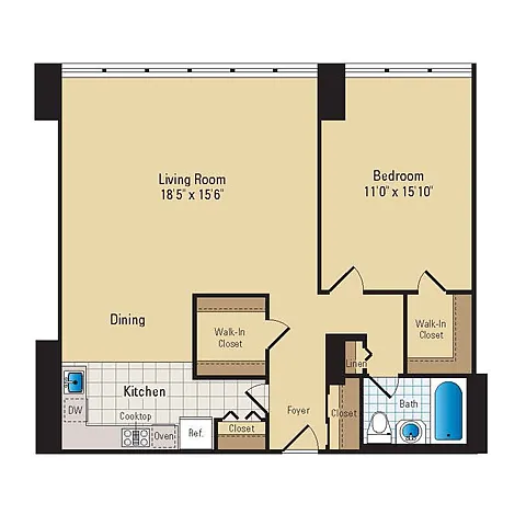 Floor plan 1 Bed - 1 Bath | A09