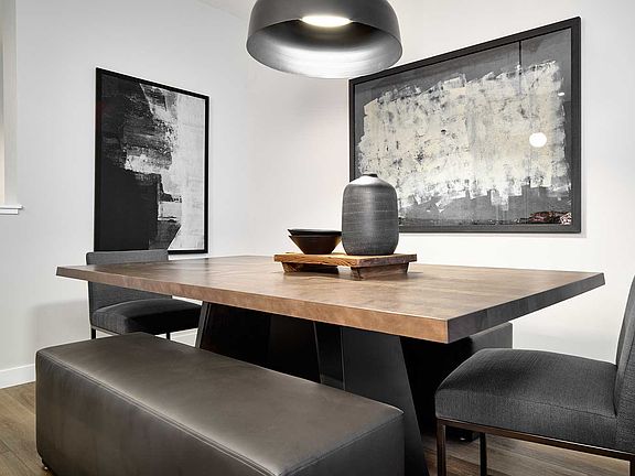A photo of the dining area of the Wicklow show home in Calgary by Brookfield Residential