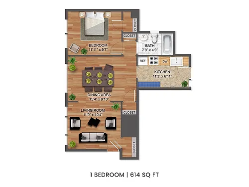 Floor plan One Bedroom B