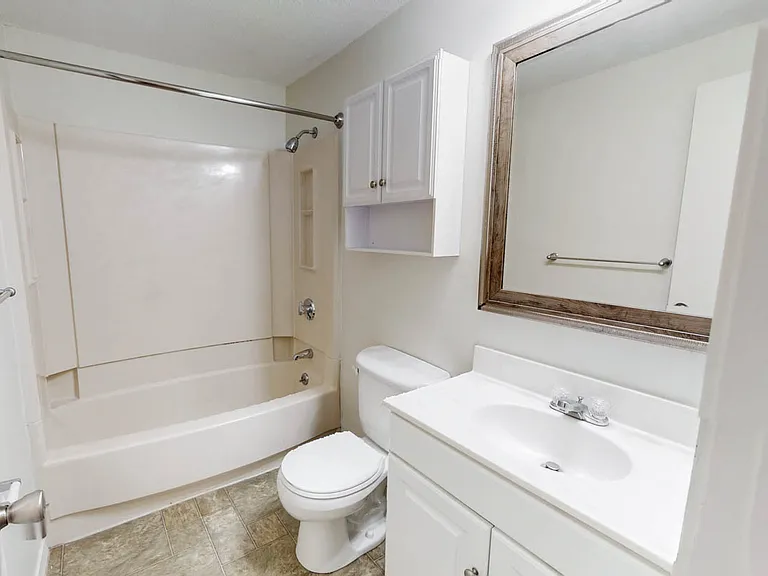 Designer finishes in bright newly renovated Bathroom.