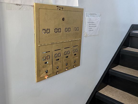 The mail box for the building