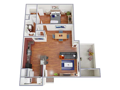 Floor plan 1 Bed, 1 Bath A (80% Income Restricted)