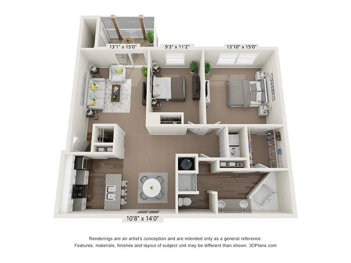 Floor plan 2 Bedroom 1 Bath 1257sf