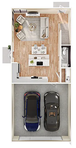 Floor plan 2B/2BA (2 car garage)