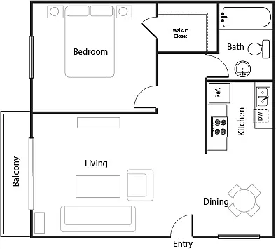 Floor plan 1 Bedroom 1 Bathroom