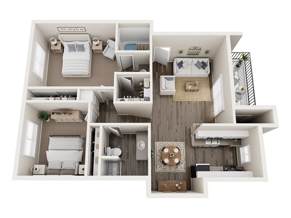 Floor plan Two Bedroom Two Bathroom B