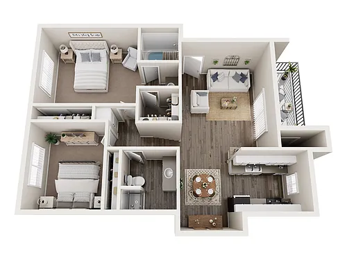 Floor plan Two Bedroom Two Bathroom B