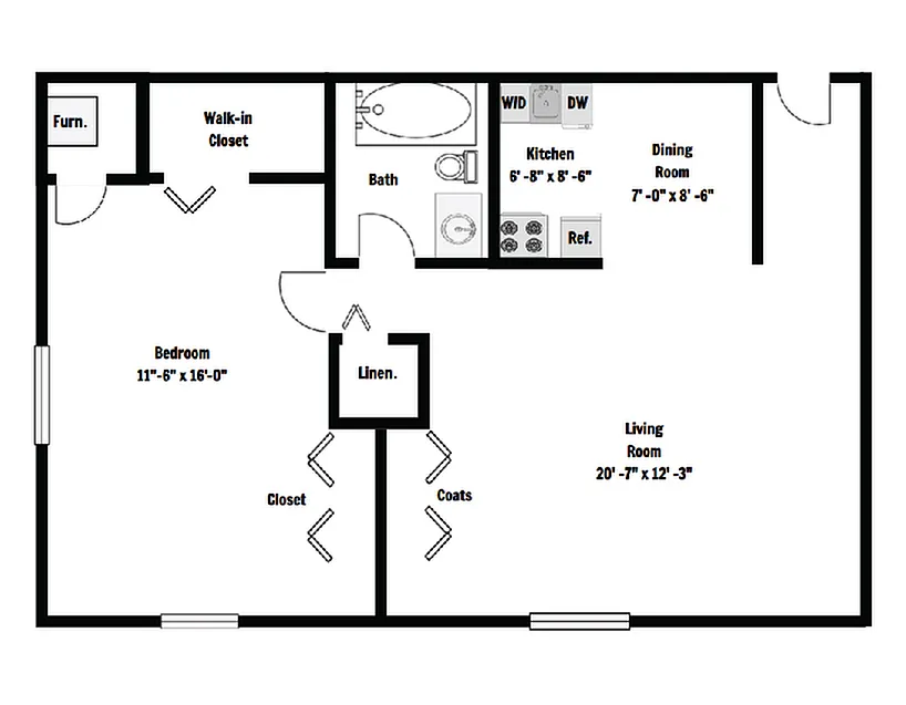 Floor plan 1x1 DLX - 1x1 DLX