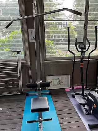 Healthy Gym equipment for your morning exercises or hiking/running on our Boston Bellevue Hill as top hill in Boston, MA, USA