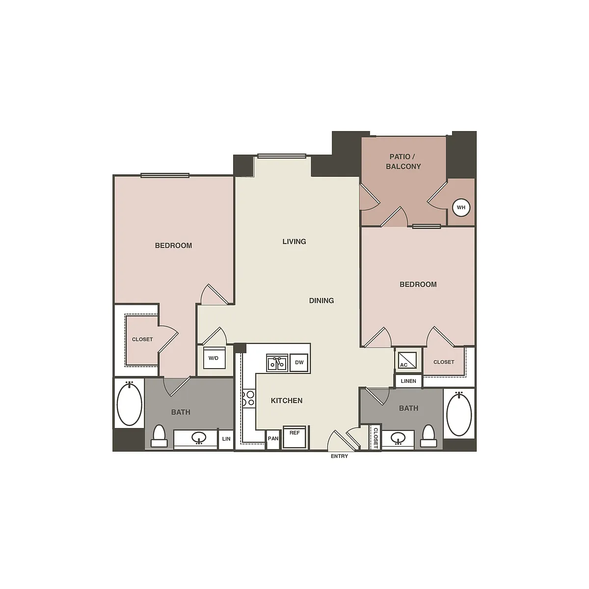 Floor plan 2 Bedrm 2 Bath 1086