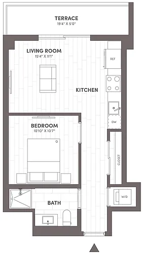 Floor plan Junior One Bedroom-A3